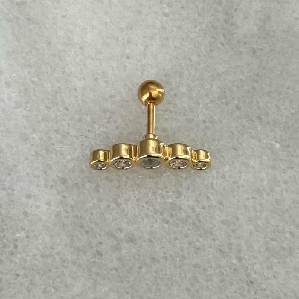 COPY - Gold Round Crystal Arch Cartilage Earring Brand New - Picture 3 of 4